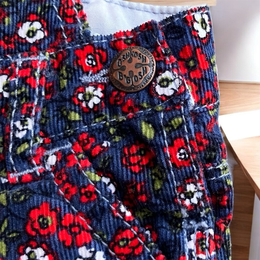 OSHKOSH B’GOSH Vestbak Girls 3 Months Floral Corduroy Overalls Country Cottage - Picture 5 of 9